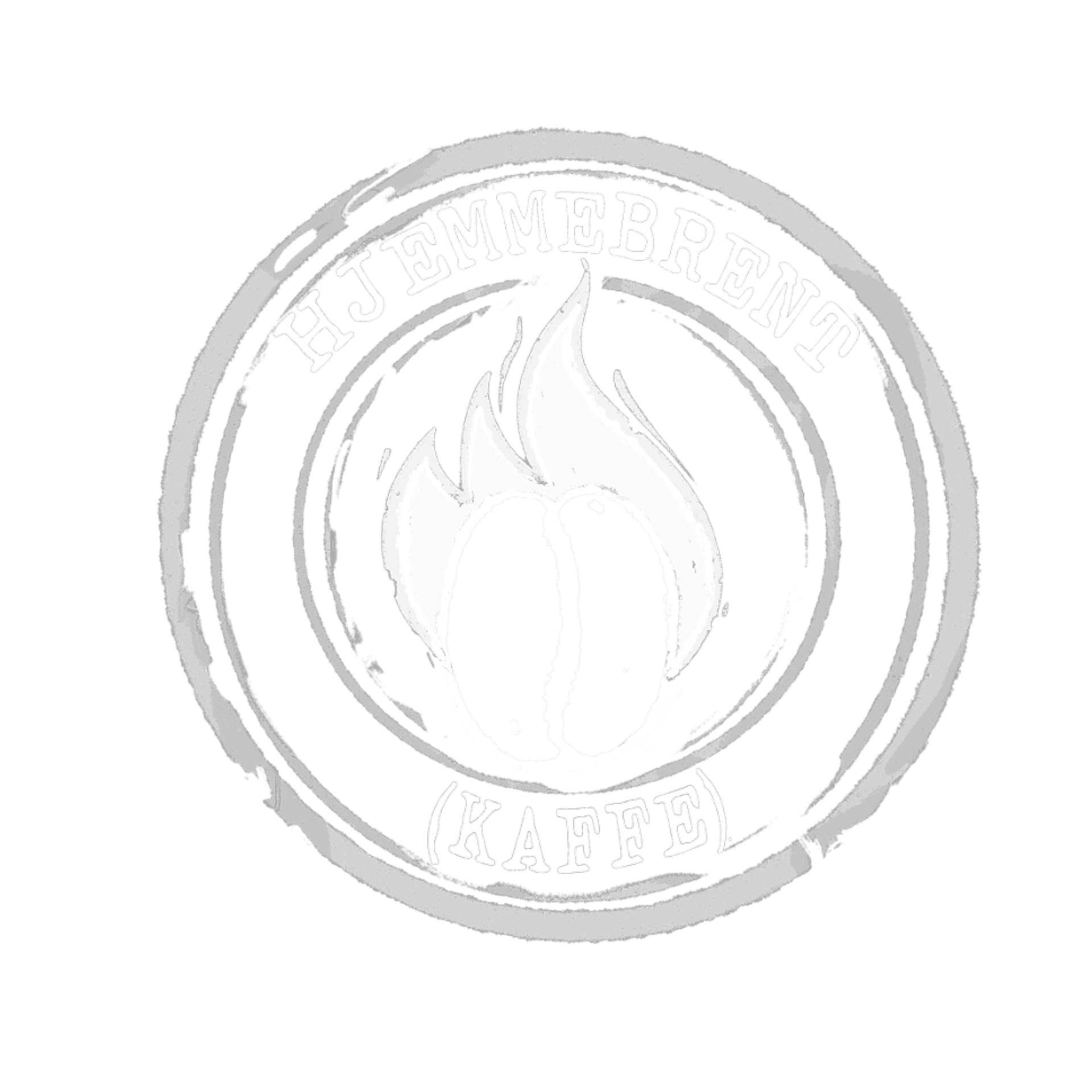 Hjemmebrent Kaffe logo featuring coffee beans surrounded by text in a circular design.